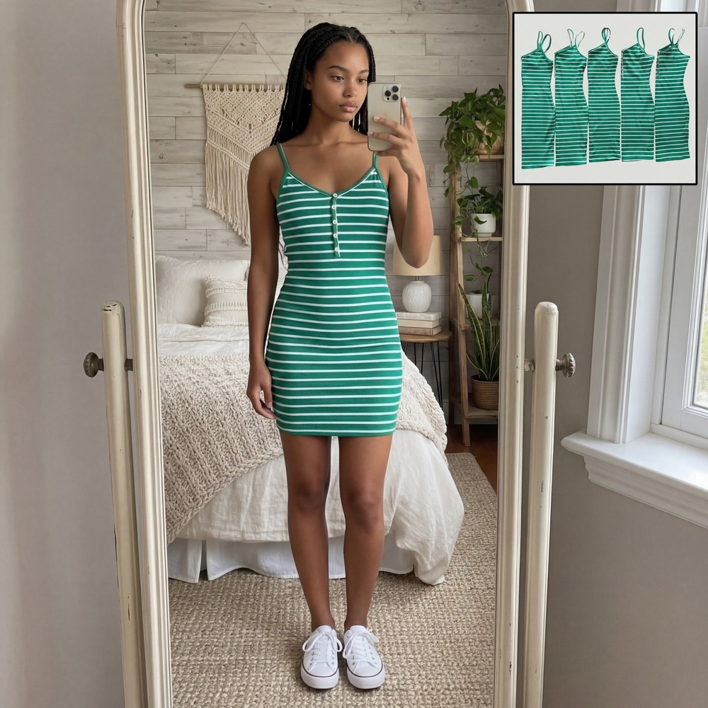 Wholesale Resellers Striped Ribbed Henley Bodycon Mini Dress Lot of 5 Sz M NWOT